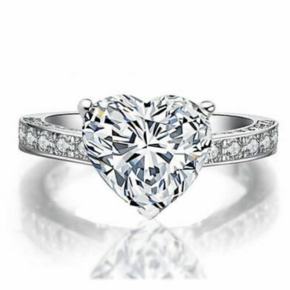 💖NEW🎀925 Diamond Heart Ring - Picture 3 of 7